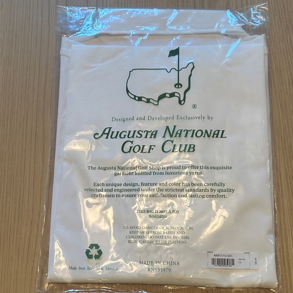 NWT Augusta National Golf Club White Golf Polo Shirt (sz: L) - Picture 2 of 3